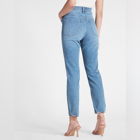 Express Slim Super High Rise Raw Hem Crop Jeans Excellent Size 8 - Picture 10 of 10